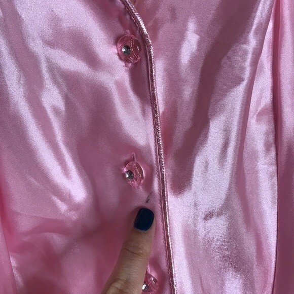 vtg Cacique 90s ladies pink button up nightie babydoll romper size small sexy - Picture 5 of 14